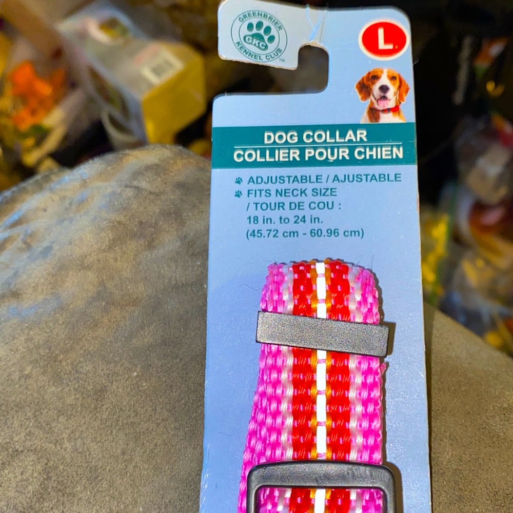 NWT Greenbrier Kennel Club Dog Collar Pink and Red Large
